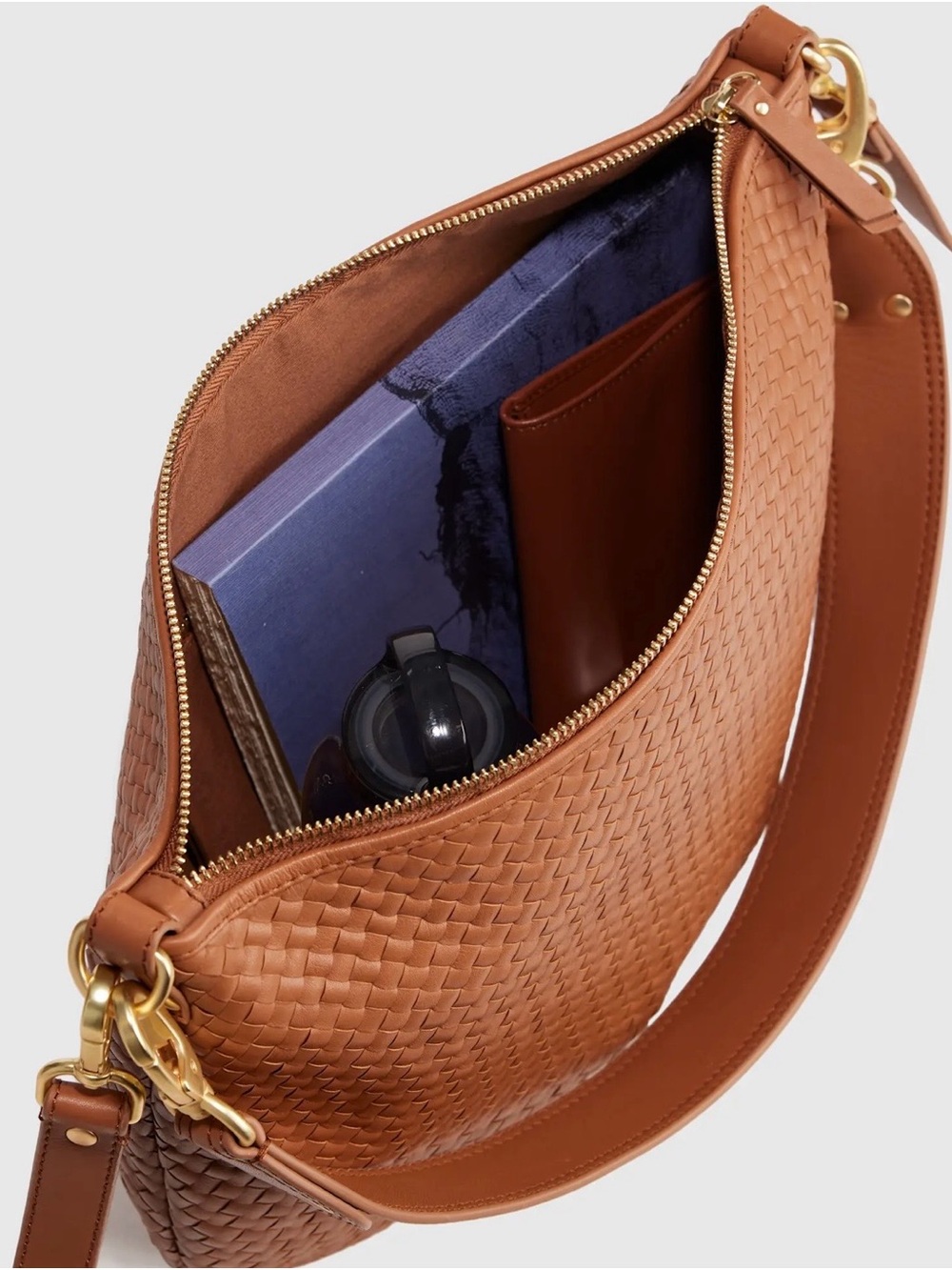 Sloane Handwoven Crescent Shoulder Bag in Cognac Quince - Picture 3 of 9